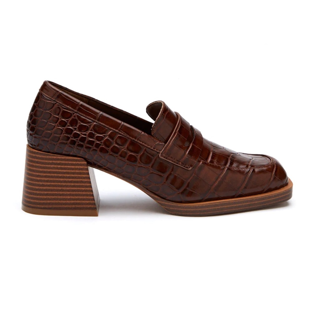 Heeled Mule with Penny Loafer Detail